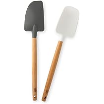 Nordic Ware Set di 2 spatole in Silicone con Manico in Legno, Coltello e Server per Torte di Alta qualità, Colore: Argento, Grigio Tempesta/Bianco