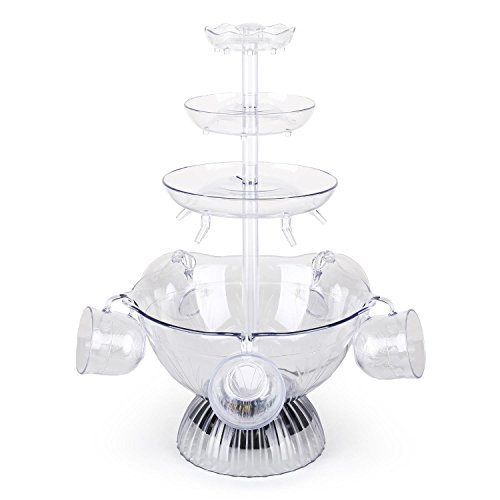 oneConcept Proseccano Partybrunnen LED Getränkebrunnen (24W Leistung, 3 Liter Fassungsvermögen, LED-Brunnenbeleuchtung, Stecksystem, inkl. 5 Einfüllhilfen, inkl. 5 Tassen) glas - 2