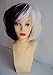 Deluxe Cruella Deville Voluminous Black & White Mid Length Bob Costume Wig
