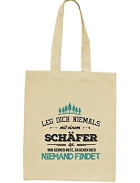 Jubiläums Geschenkidee natur Jutebeutel Stoffbeutel mit Schäfer - wir kennen Orte Motiv