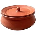 Bhanvi 750ml Unpolished Clay Curd Pot Handi | Dahi Handi | Serving Bowl | Mud/Mitti/Terrocotta Handi | Handmade Yogurt Handi with Lid | Earthen Handi | 750 ml Small Handi for Kitchen with Lid