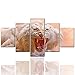 Produktbild Kitely Canvas prints 5 Teilig Bilder 100X50Cm Vlies Leinwandbild Kunstdruck Modern Wandbilder Wanddekoration Design Wand Bild - Beastly Tiger Mund,Rahmen