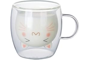 Xzeemo 250ML Doble Glass Copa, Tazas de Café de Vidrio, Tazas de oso lindo, Tazas de Café Expreso de Vidrio, Taza de Vidrio con Aislamiento de Doble Pared, Vidrio transparente Cup, Leche Mug…
