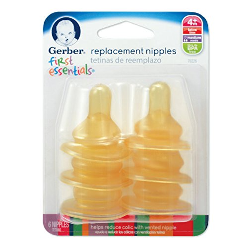 Gerber First Essential 6 Pack Latex 3 Hole Nipples