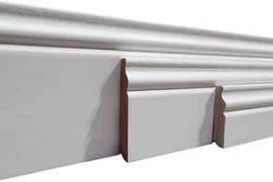 MadeInNature, Plinthe en médium mouluré de style Louis XV prépeinte blanche de très grande qualité, différentes dimensions, fabrication Française (Long 2 m Hauteur 11 cm, 40 ml)