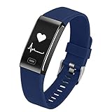 ZCY Sport Smarte Watch, Puls Blut Druck Schlafen Verfolgung Armband Bluetooth Elektronisch Geschenk IP68 Wasserdicht Schwimmen Intelligente Armbanduhren (Farbe : Blau)