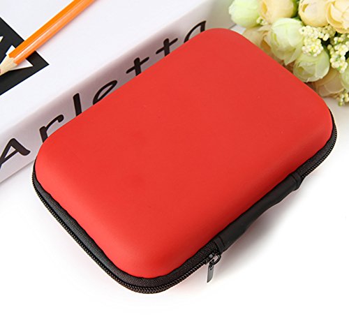 Preisvergleich Produktbild Lucklystar® Hard Case Erschütterungsfeste Schutzbox Festplattentasche Universal Schutzhülle Tasche für Festplatte Kabel und sonstiges Zubehör 2.5 Zoll(Rot)