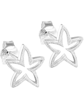 Vinani Ohrstecker Blume offen gebürstet Sterling Silber 925 Blüte Ohrringe OJM