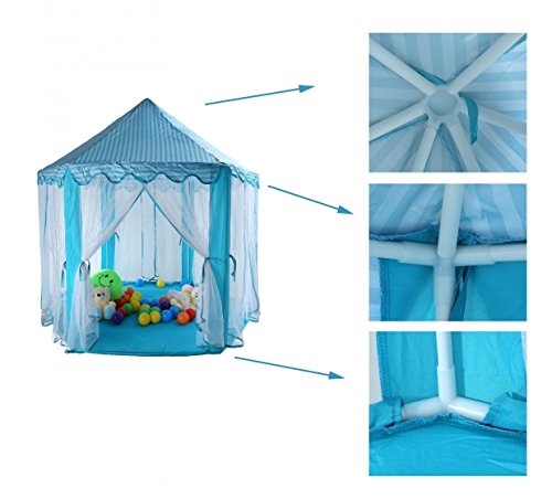 Outdoor Indoor Princess Castle Play Tents,Shayson Large Playhouse Kids For Festival Fairy Princess Castle Tent, Newest Design, Extra Large Room (Blue Tent)