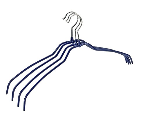 WENKO 10412411100 Formbügel Slim 42 - 4er Set Kleiderbügel, rutschhemmend beschichtet, Metall, Kunststoff, 42 cm, dunkelblau