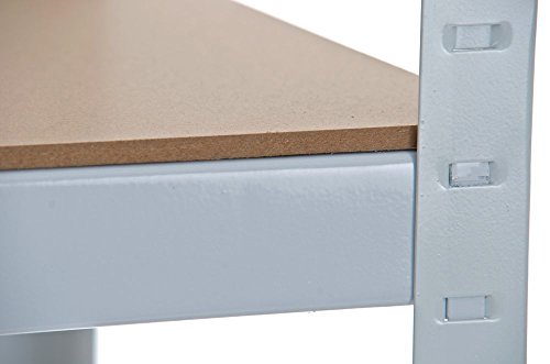 CLP Schwerlastregal BIG, Metall, verzinkt, Tragkraft 1325 kg, 180 x 90 x 45 cm, Lagerregal 5 Böden weiß - 5