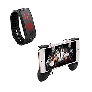 Raptas MV Gamepad Comes with Pubg Trigger Controller Gamepad, 2 Finger Function for Aim and Shoot, Detatchable Handles with Big Screen Watch Comes with | Wrist smartwatch for Boys,Girls [video game] [video game]