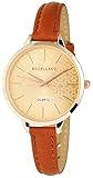 Damenuhr Gold Braun Analog Quarz Metall Leder Armbanduhr