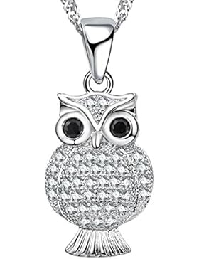 Original Enez Halskette echt 925 Silber 60cm mit Eule Anhänger 2,5cm T099H-60 + Geschenkbeutel