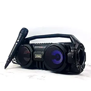 fiado Kimiso Boom Box Karaoke Party led Light high bass Wireless 20W Bluetooth USB/Memory Card/AUX/FM Speaker with mic (Black)