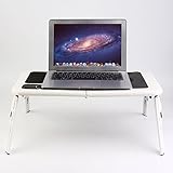 Yosoo Mesa de Ordenador Portátil Plegable, Mesa sobre Cama Ajustable para Portátil, Bandeja de Sofá Plegable, de Metal Absorbente de Calor, con Dos Ventiladores de Refrigeración, Soporta hasta 25KG