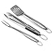 Produktbild Rustler Grillbesteck Set aus rostfreiem Edelstahl | Grill Zubehör ist 3 teilig: Grillzange, Fleischgabel, Fleischwender | Besteck mit gummierten Griffen