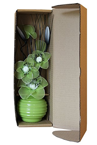 Flourish Vase mit Nylon-Blume, 32 cm, Limettengrün/Erbsengrün - 7