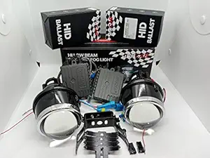 CS GLARE IPHCar 3 inches Bixenon Projector Fog Lamps with 5500 Kelvin H11 55W HID Kit for Car (Wagon R All Models After 2008 Year)