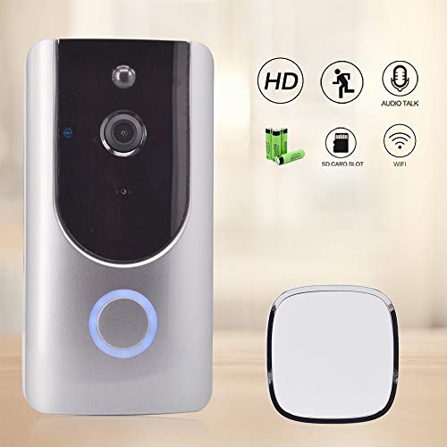 Wireless Video Doorbell, WiFi Smart Doorbell 720P HD Camera with Real-Time 2-Way Talk, Night Vision, PIR Motion Detection and App Remote Control for iOS and Android