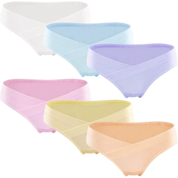 HBselect 6 stuks Zwangerschapsslipjes Zwangerschap Vrouwen Ondergoed Vrouwen Slipjes Zwangerschap Wieg Zwangerschap, Zwart huidskleur groen blauw roze (wit blauw), L