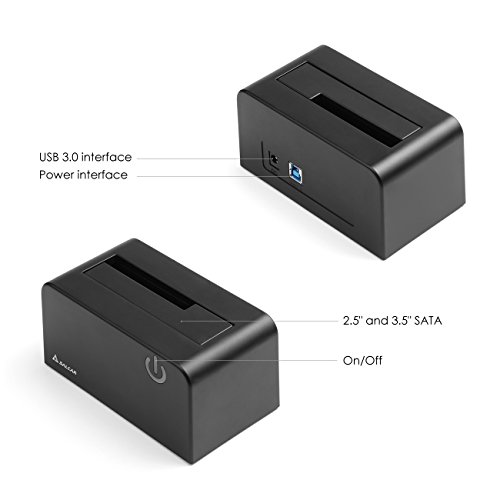 Salcar USB 3.0 externe Festplatten-Dockingstation für 2,5 / 3,5 Zoll SSD HDD SATA I/II/III inklusive USB3.0 Kabel mit 12V 2,5A Netzteil (SATA3 UASP Support) - 4