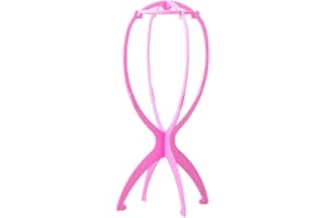 BINQILIN Support de Perruque Pliable Portable Support de Perruque Amovible Outil D'affichage de Perruque pour Stocker Les Perruques et Les Chapeaux（Couleur Rose）