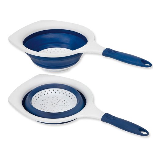 Preisvergleich Produktbild Bocamp 22cm Silikon Küchensieb mit rutschfester Griff, flach zusammenklappbar