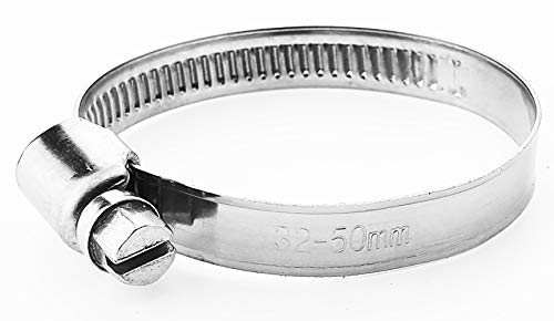 10 abrazaderas de manguera de acero inoxidable de 32 - 50 mm de ancho de banda W4 9 mm de rosca de caracol completamente de acero inoxidable V2 A