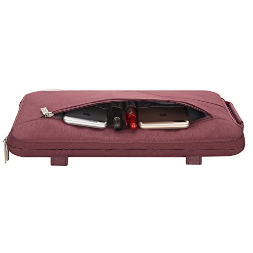 MOSISO Polyester stoßfeste Laptop Hülle Tasche Umhängetasche mit Handgriff für 13-13,3 Zoll MacBook Pro, MacBook Air, Notebook und Tablet, Weinrot - 2