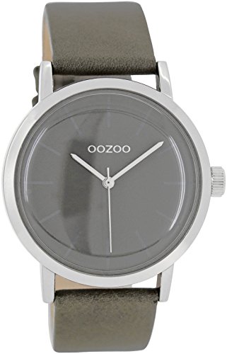 Oozoo Damenuhr mit Lederband 40 MM Dunkelgrau/Dunkelgrau C7561