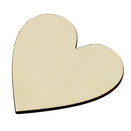 Zilong 60mm Herz Holz Scheiben, unlackiert Naturholzscheiben Verzierungen/Deko für DIY Handwerk, hochzeitsdeko, tischdeko, 50 Stück - 3