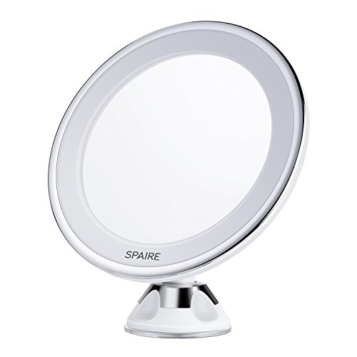 Spaire Vergrößerungsspiegel 7X LED Beleuchtender Kosmetikspiegel mit Starkem Saugnapf mit 360 Grad Drehbar Betriebene Batterie für Haus, Hotel und Reise