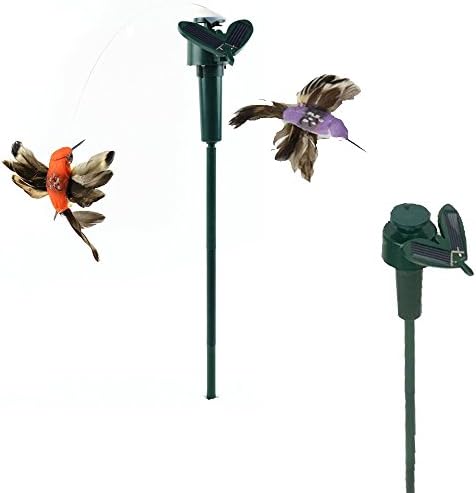 iLory Pack of 2 Solar and Battery Powered Flying Wobble Fluttering Hummingbird for Patio Garden Yard Stake Plants Flowers Wedding Outdoor Decor Random Color