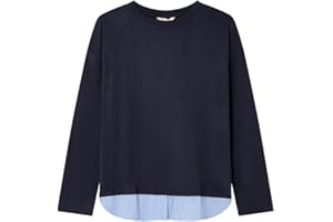 SPRINGFIELD Double Fabric Long Sleeve T-Shirt with Poplin Piece At Hem Camiseta De Manga Larga Mujer