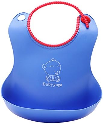2pcs Silicone Waterproof Bib with Pocket for the meal, gzqes, Bib Apron for niñoos or Baby Blue