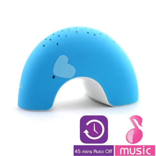 Lumitusi - Blue Elly "Easy Clean, Lullaby" Twilight Constellation Elephant Projector Night Light with Music, Rubber Finishing
