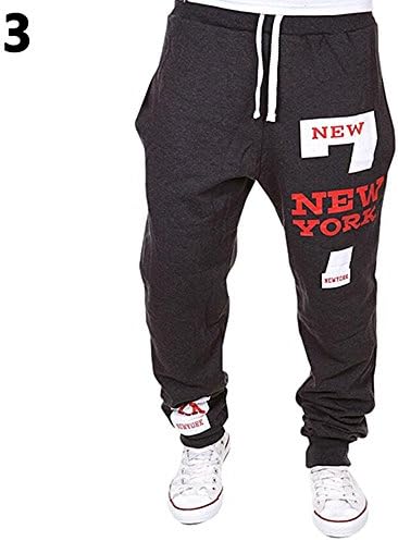 MEGAERA ONE Men's Sweatpants Baggy Harem Slacks Letter Print Jogger Dance Trousers (XXL, Dark Gray)