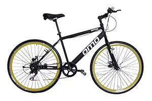 Omobikes Hampi 7021 Light Weight Hybrid Cycle for Men Woman, with Dual disc Brakes, 21 Speed Geared, Frame Size 18 inch, Steel Frame, for 13 Year and Above(90% Assembled), Multi Color