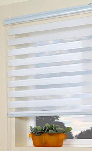 IXX Design DUO-Rollo / Doppelrollo / Zebrarollo, mit Aluminiumblende , extra breite Größen, 180 cm , 200 cm , 220 cm , 240 cm , weiß , grau , mocca (220 cm breit, weiss)