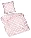 Produktbild Aminata Kids - Kinder-Bettwäsche-Set 135-x-200 cm Herz-Motiv 100-% Baumwolle Renforce alt-rosa Weiss Teenager Jugendlich-e