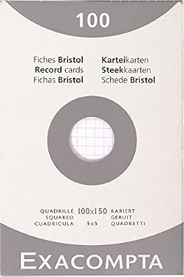 Exacompta 13202E Etui 100 Fiches Bristol Blanc 100/150 5x5