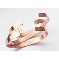 3 Kupfer Armreifen personalisiert Buchstabe Herz für JGA Junggesellinnenabschied Hochzeit Brautjungfern Gastgeschenke Geschenke