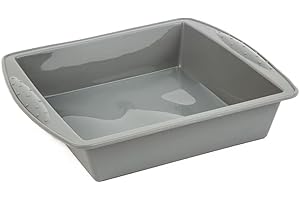 Vogue Square Silicone Baking Pan 245 mm, Grey, Size: 245(W) x 245(D) mm, Flexible Baking Tray, High Heat Resistant up to 260°C - Fridge, Freezer, Microwave, Oven & Dishwasher Safe, DA532