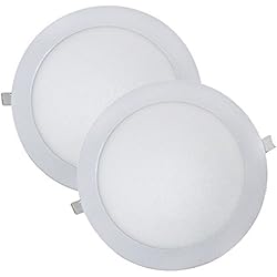 Wonderlamp W-E000045 - Juego 2 Downlight LED Extraplano Redondo, Iluminacion 18W (1450 lm), 6000K (Luz Fría), Blanco, Diametro de 22.5 cm, Grosor 1 cm