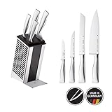 Ergonomisch geformter Griff und ideal ausbalanciertes Gewicht von Klinge und Griff. Absolute Hygiene durch fugenlose Verarbeitung - keine Übergänge zwischen Klinge, Kropf und Heft. Nur abgetrocknete Messer in den Messerblock stecken