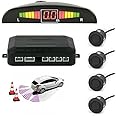 Multibao Car Auto Vehicle Reverse Backup Radar System with 4 Parking Sensors Distance Detection + LED Distance Display + Sound Warning - Matt Black Color