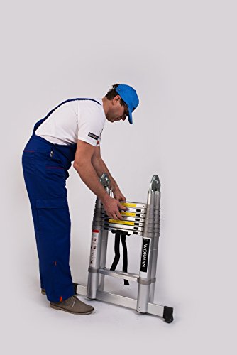 WORHAN® 3.2m TELESKOPLEITER MIT ALUMINIUMRINGEN ANLEGELEITER KLAPPLEITER TELESKOP LEITER MULTIFUNKTTIONS LEITER 320cm (.3.2m+Tasche Aluringen) - 5