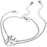 ISHOW Split Heart Engaved "Partners In Crime" BFF Best Friend Charm Bracelet 2 Pcs