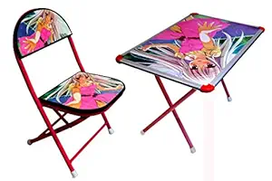 Kids Portable Folding Table Chair Set for Activity Play and Study Recommended for Study Table for Kids with Chair, Baby Study Table Chair, Kids Table for Study and Feeding (Blue,White Color)